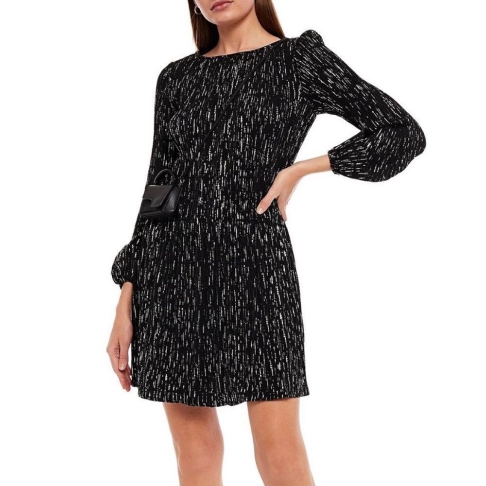 Maje Rocketa Pleated Pliss Crepe Mini Black Dress